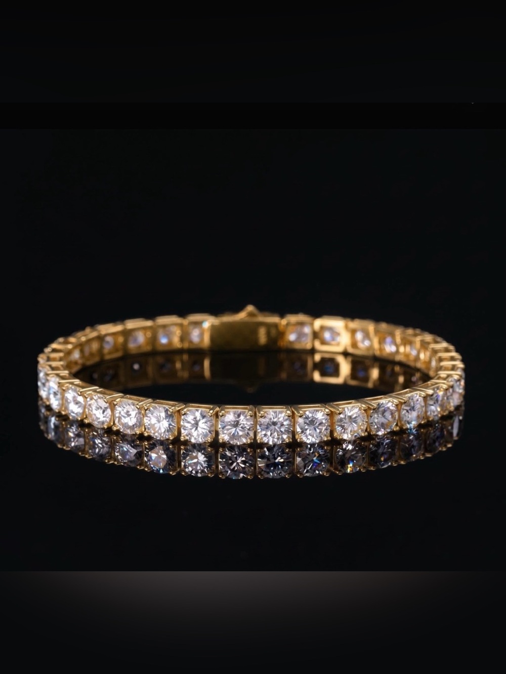 Gold Over S925 Sterling Silver Tennis Bracelet 15 CTW 5mm DTP